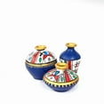 thumbnail image 1 of Handcrafted Blue Terracotta Pots for Home Decor - Set of 3 - Madhubani Hand Painting, 1 of 3