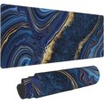 thumbnail image 1 of Blue Golden Marble Extended Big Mouse Pad Large,XL Gaming Mouse Pad Desk Pad,31.5x11.8inch Long Computer Keyboard Mouse Mat Mousepad with 3mm Non-Slip Base and Stitched Edge for Home Office Work, 1 of 6
