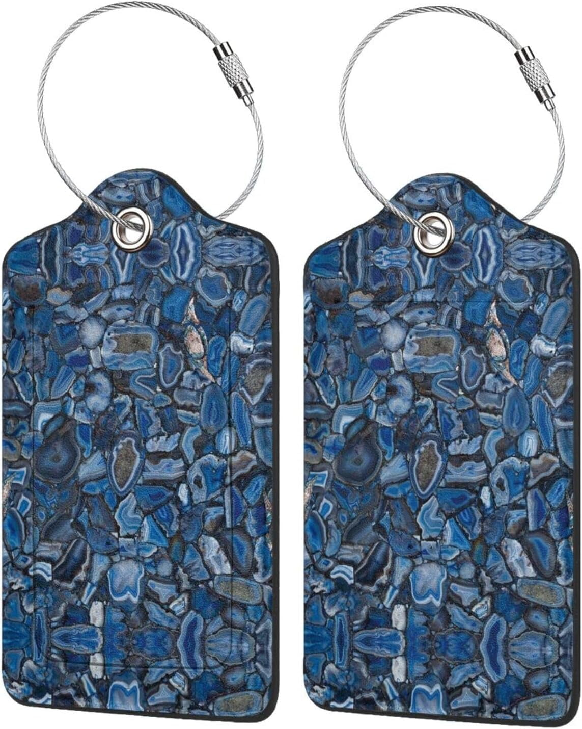 Blue Golden Marble Luggage Tag for Suitcase,2PCS Cute Unique Travel Baggage Bag Tags Suitcase