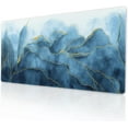 thumbnail image 1 of Blue Golden Watercolor Marble Gaming Mouse Pad XXL 35.4×15.7 Inch Gold Line Navy Gray Abstract Extended Mousepad 40X90cm with Non-Slip Rubber Base Stitched Edge Large Desk Pad for Gamer Office, 1 of 6