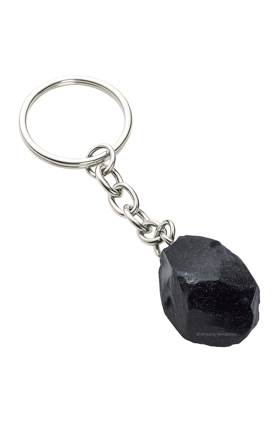 Blue Goldstone Crystal Car Key Holder, Raw Crystal Keychain