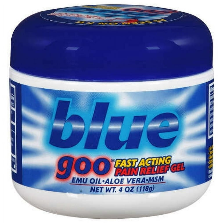 Blue Goo Pain Relieving Gel - for Back/Neck, Muscle/Stiff Joints Pain,  Sprains, Strains, Fast-Acting, Cooling+Soothing Relief, Made w/ 100% Pure  Emu