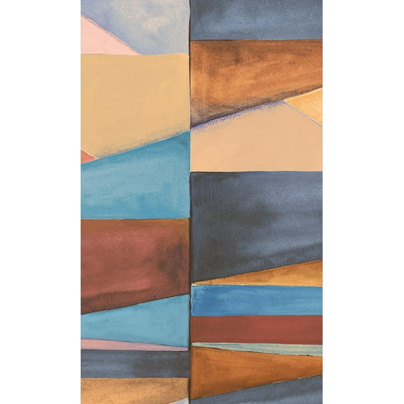 Blue Gradient Blocks Geometric Wallpaper, Double Roll, 57 sqft