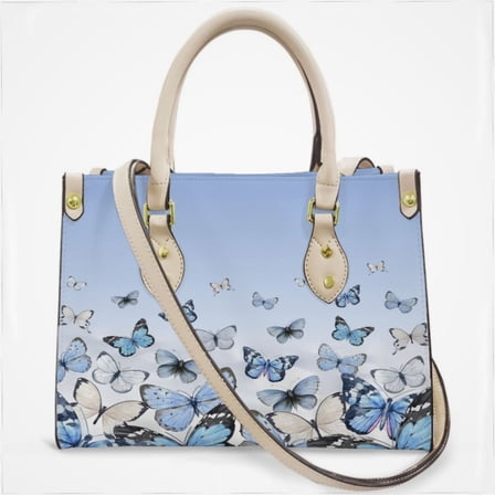 Blue Gradient Butterfly Cross Body Bags For Women Small Leather Female Handbags Fashion Top-Handle Totes