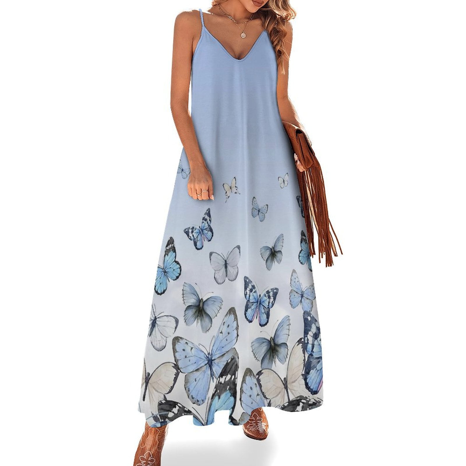 dresses luxury gradient Dreamy Blue Gradient Off-the-shoulder Beaded Luxury Floor-length Weddi PreppyDress