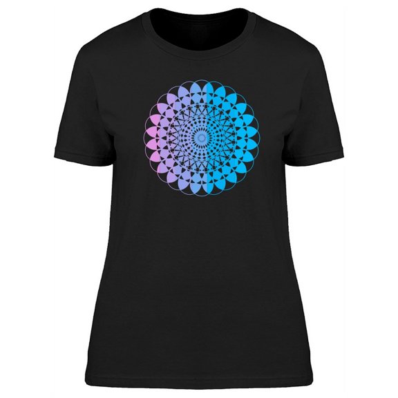 Blue Gradient Cool Mandala T-Shirt Women -Image by Shutterstock, Female x-Large