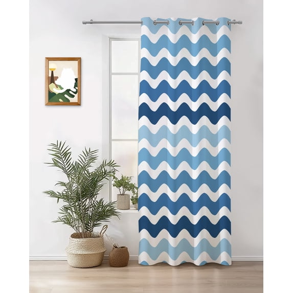 Blue Gradient Curtains 63 inches Long for Living Room Bedroom Water ...