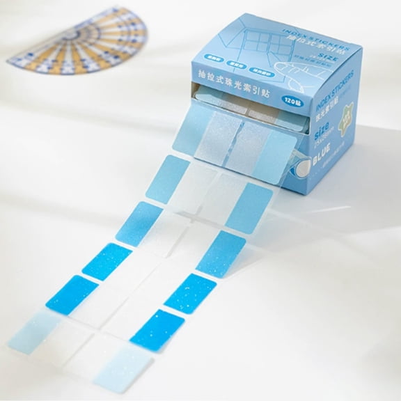 Blue Gradient Glitter Sticky Index Tabs Transparent Page Markers for Books Planners