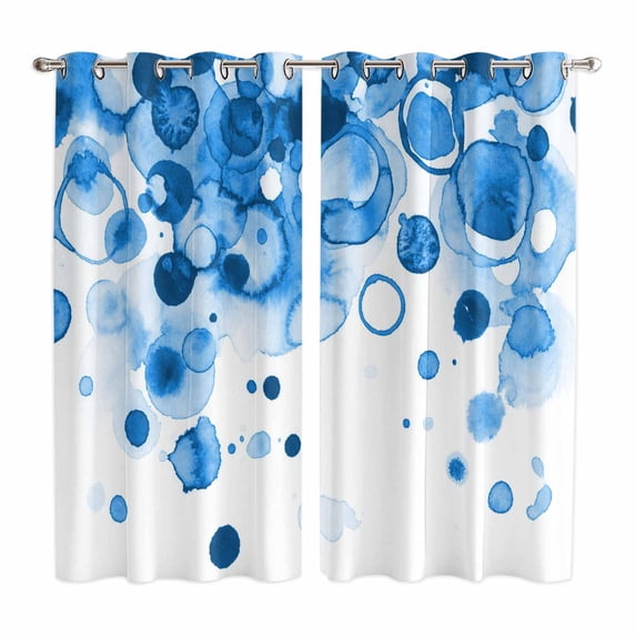 Blue Gradient Kitchen Curtains Window Panels, Abstract Polka Dots Vintage Modern Art Insulated Window Treatment Curtain, Grommet Curtains for Bedroom/Living Room/Bathroom, 2 Piece 42"Wx63"L