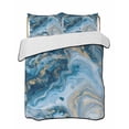 Blue Gradient Marble 3 Pieces Quilt Set, 1 Quilt with 2 Shams, Abstract ...
