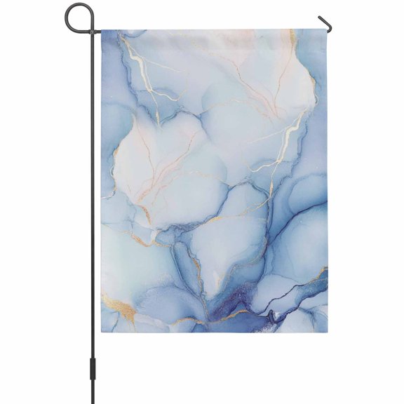 Blue Gradient Marble Garden Flags For Outdoor, Modern Abstract Small Double Side Yard Flags Weather Proof Garden Decor for Lawn Outside Holiday 12 x 18 Inches