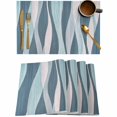 thumbnail image 1 of Blue Gradient Ripple Abstract Geometric Placemats Set of 4,Wipeable Washable Table Mats for Dining Tables,Rotation Stripes Line Place Mats for Kitchen Event Party Tabletop Decor, 1 of 7