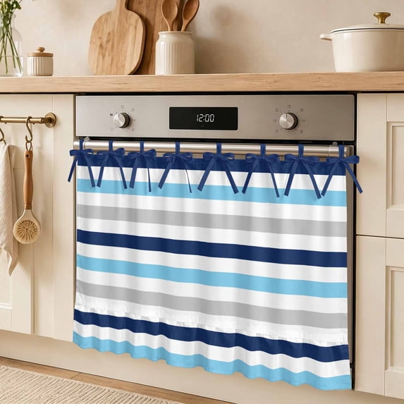 Blue Gradient Stripes Geometric Oven Skirt Curtain for Kitchen Decor-30 ...