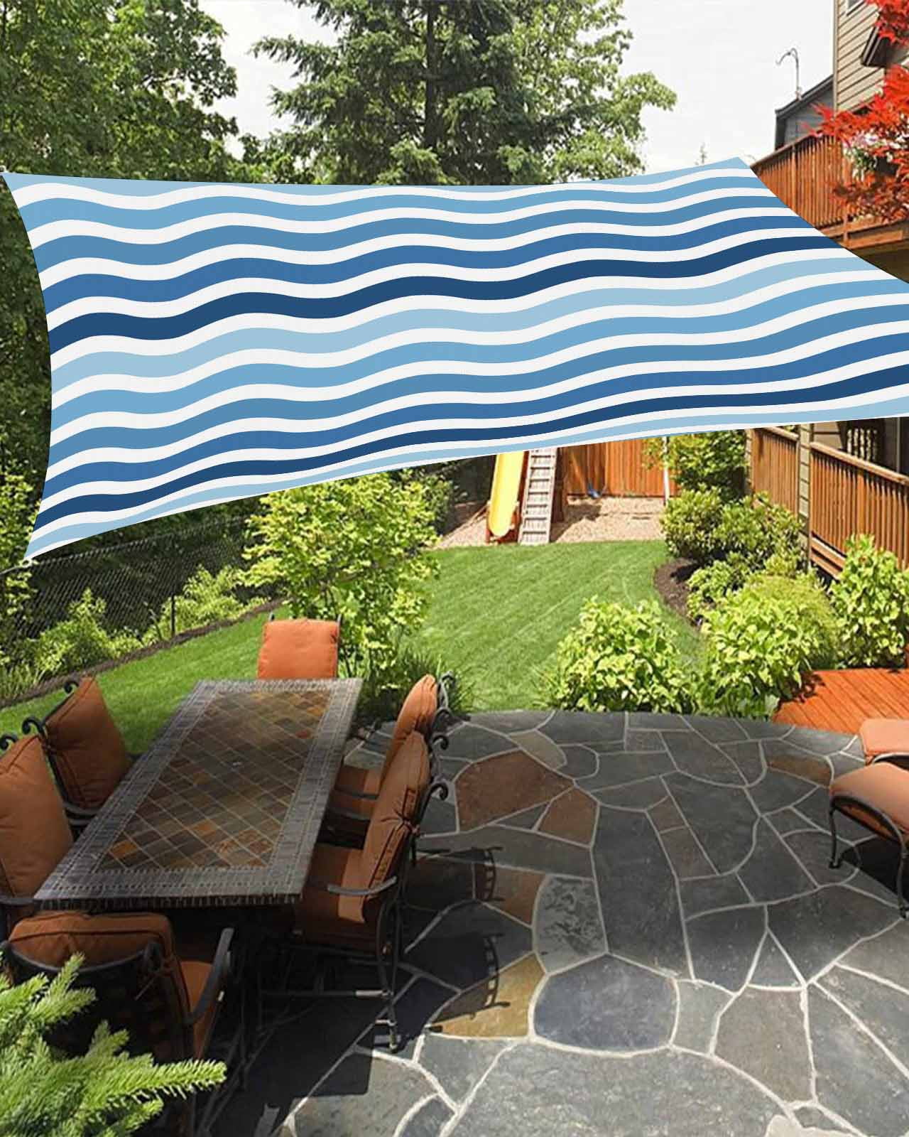 Blue Gradient Sun Shade Sail 14'X18' Water Ripple UV Block Outdoor Sail ...