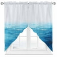 thumbnail image 1 of Blue Gradient Swag Valances for Windows 2 Pack Ocean Abstract Sea ​​level Waves Modern Art Swag Kitchen Curtains 63 Inches Long Rod Pocket Short Window Treatment for Kitchen Bathroom 36"x63", 1 of 8