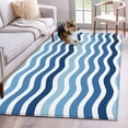 thumbnail image 1 of Blue Gradient Washable Area Rug 3x5 Water Ripple Striped Modern Low-Profile Large Area Rugs with Non Slip Backing Indoor Floor Carpet for Entrance Living Room Bedroom Home Office, 1 of 9