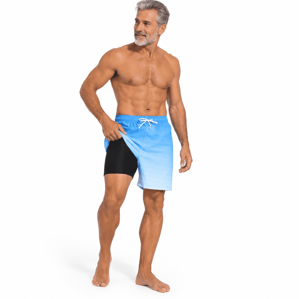 Large Blue Trunk Blue Gradient XX-Large Mens 2-in-1 Quick Dry Swim Trunks with Liner and ...