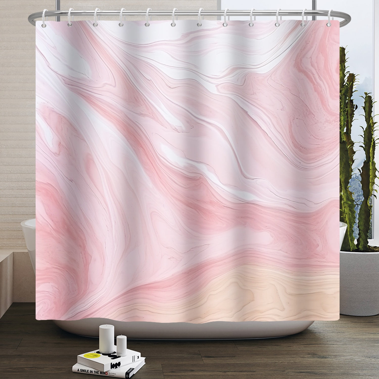 Blue Gradual Change Waterproof Shower Curtain for Bathroom Pink Marble Blue Gradual Change Waterproof Shower Curtain for Bathroom Pink Marble