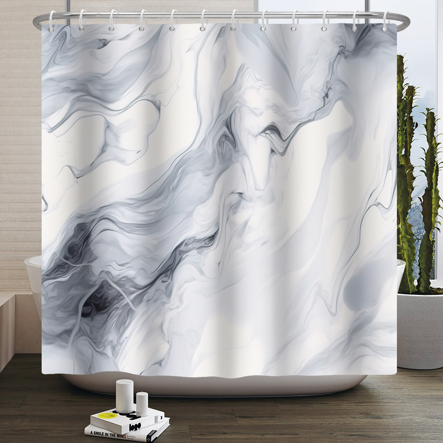 Waterproof Changing Curtain Blue Gradual Change Waterproof Shower Curtain for Bathroom Pink Marble ...