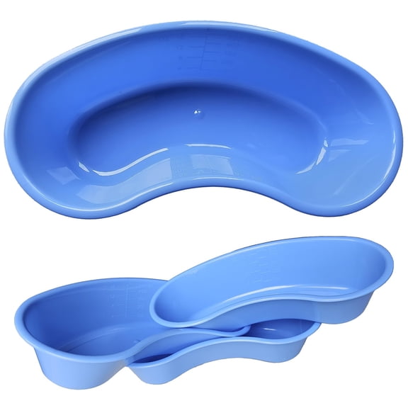 Blue Graduated Emesis Basins, Polypropylene Kidney-Shaped, 50 Count, 500 mL