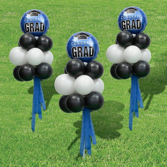 Blue Graduation Balloon Yard Stake Topiary Kit, Party Decor, 55 Pieces