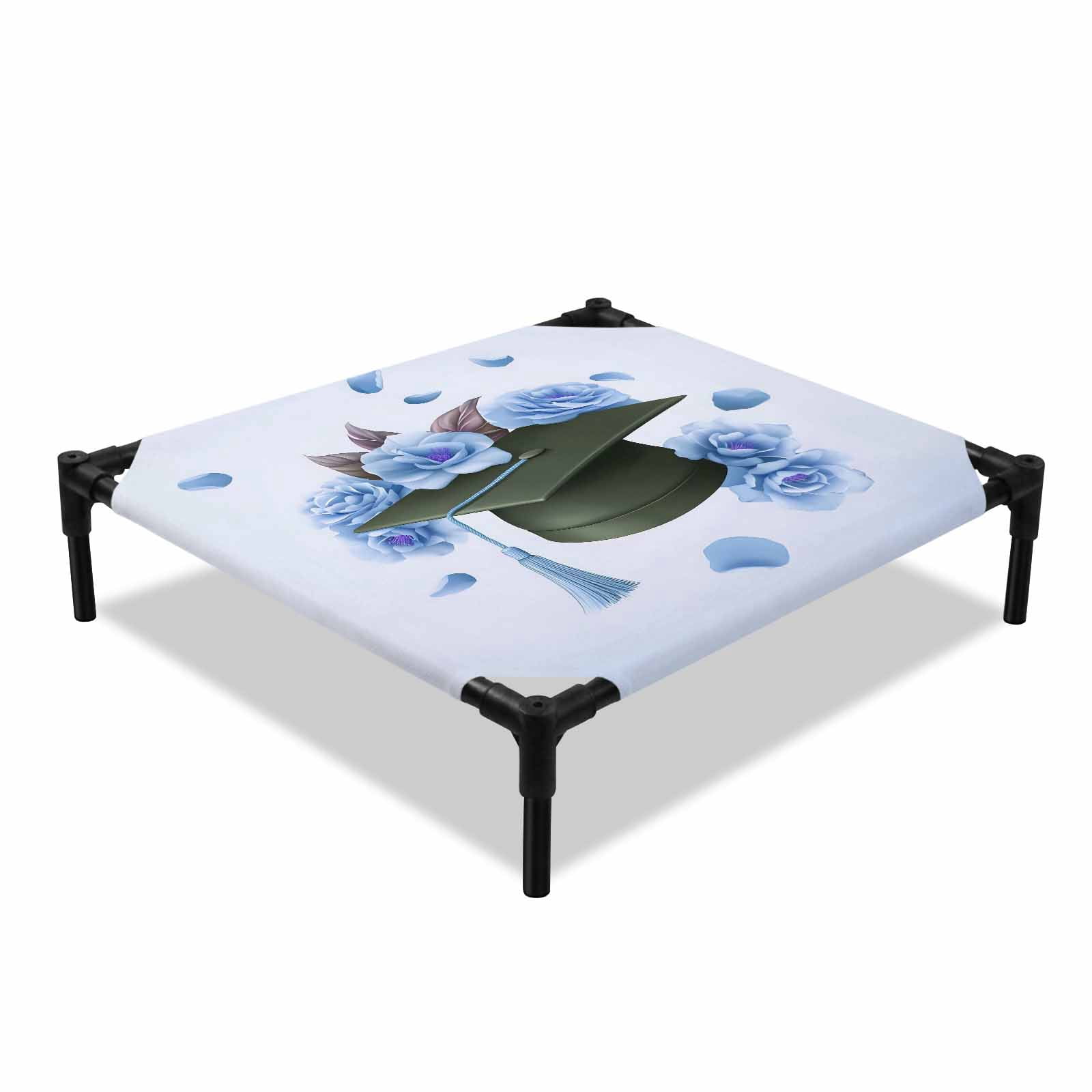 Blue Graduation Cap Elevated Dog Bed, Rose Flower Gradient Abstract ...
