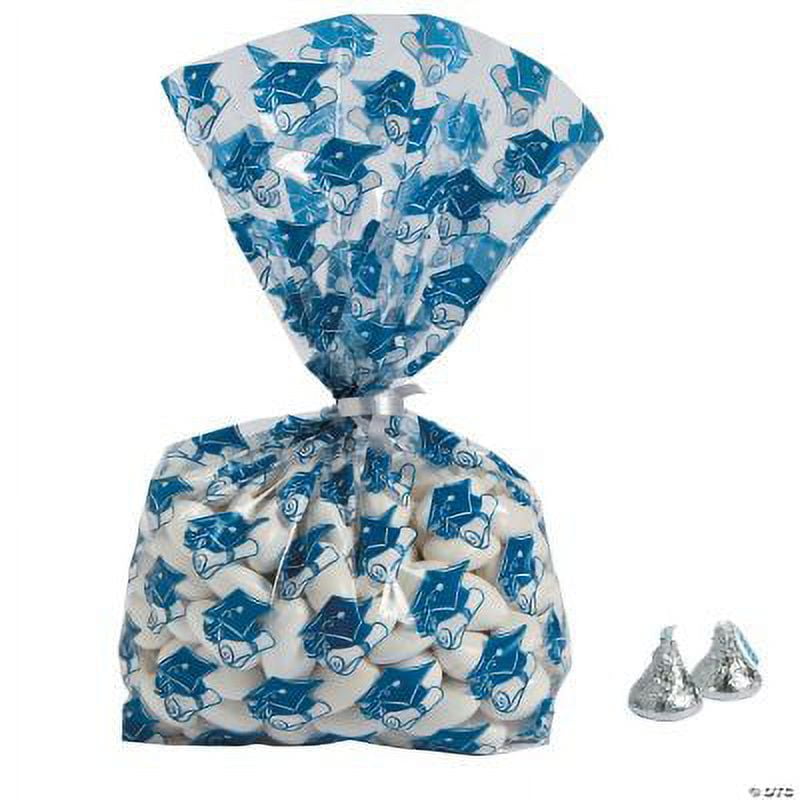 Blue Graduation Cellophane Bags - Party Supplies - 12 Pieces