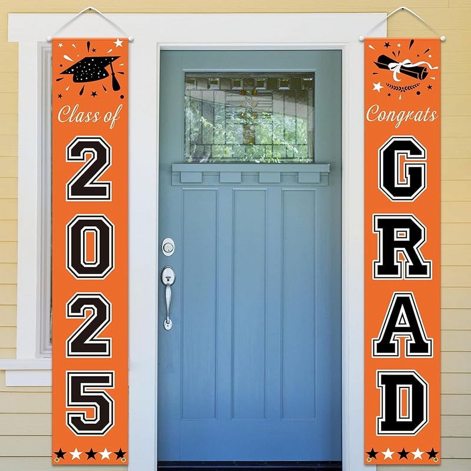Blue Graduation Decorations 2025, Congrats Grad Porch Banner for Any Schools or Grades 2025 Graduation Party Decorations