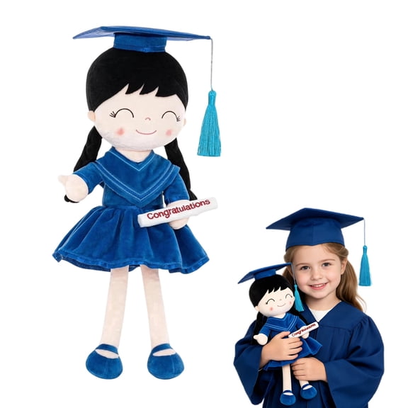 Blue Graduation Doll Plush Keepsake for Gi--rls Kindergarten High School and College Graduation Milestone Gift,1PC