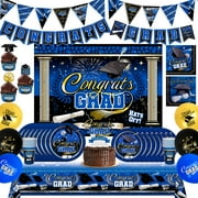 Blue Graduation Party Supplies Ultimate Set for 24 Guests