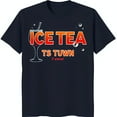 Blue Graphic TShirt with Ice Tea Glass and Distorted 'ICE TEA' Text