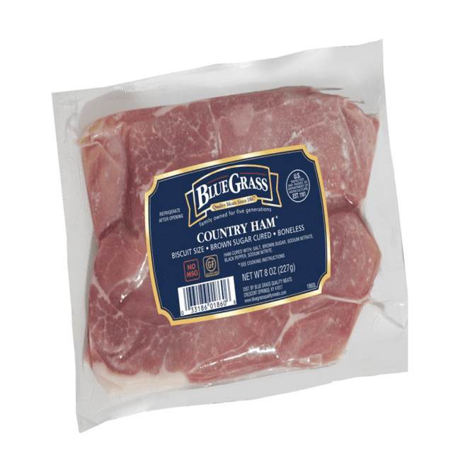 Blue Grass Biscuit Portion Pork Country Ham, 8 oz, Vacuum Packed