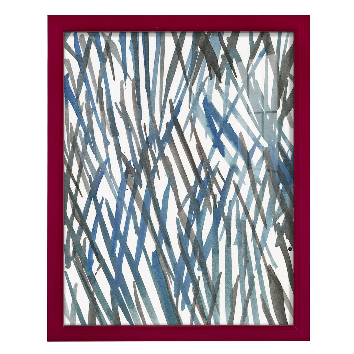 Blue Grass II - Framed Print w/glass - Cherry Red