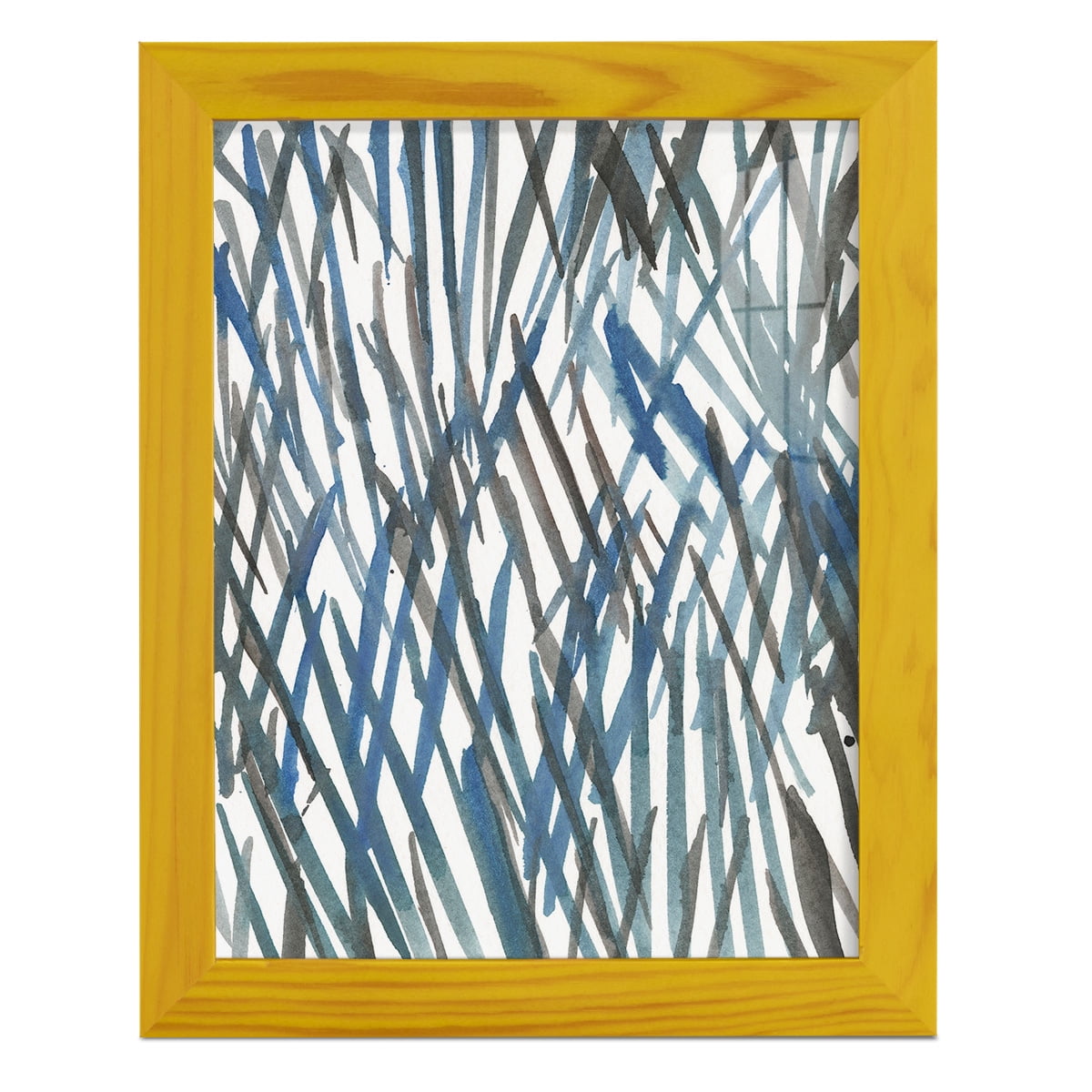 Blue Grass II - Framed Print w/glass - Sunflower Yellow