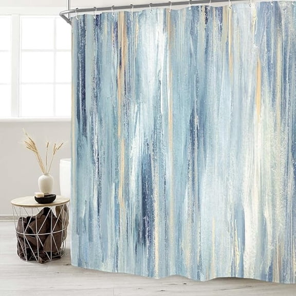 Blue Gray Abstract Shower Curtain Set Ombre Modern Aesthetic Striped Contemporary Minimalist Neutral Painting Waterproof Bathtub Bathroom Curtain With 12 Hooks 60"W x 72"L (Pack of 1)