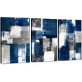 thumbnail image 1 of Blue and Gray Abstract Wall Art for Living Room Wall Decor Modern Paintings Canvas Prints Framed Art Ready To Hang for Bathroom Bedroom Office Decor Artwork Print Size:12x16 inch x 3 Piece, 1 of 7