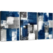 Blue and Gray Abstract Wall Art for Living Room Wall Decor Modern Paintings Canvas Prints Framed Art Ready To Hang for Bathroom Bedroom Office Decor Artwork Print Size12x16 inch x 3 Piece