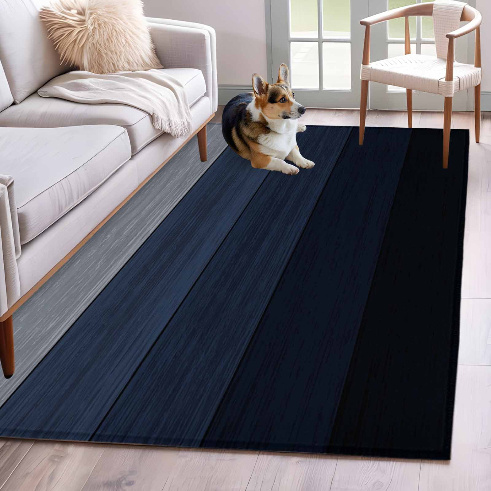 Blue Gray Area Rug 3x5 Washable Rug Non Slip Farmhouse Vintage Gradient ...