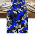 thumbnail image 1 of Blue Gray Black Table Runner - 90 Inch Long, Kitchen Dining Table Runner Dresser Scarves, Modern Gradient Abstract Texture Art Farmhouse Decor for Coffee Tables Wedding Party Banquet, 1 of 8