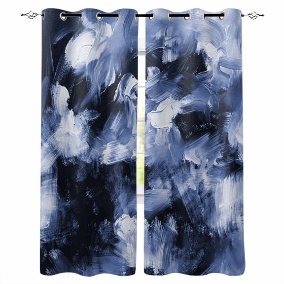 Blue Gray Blackout Curtains 63 Inch Length Abstract Modern Retro Polypropylene Pigment Taxture Thermal Insulated Window Curtain Window Drapes 2 Panels for Bedroom Living Room 42"Wx63"L
