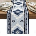 thumbnail image 1 of Blue Gray Boho Table Runner - 120 Inch Long, Kitchen Dining Table Runner Dresser Scarves, Southwestern Ethnic Abstract Geometric Farmhouse Decor for Coffee Tables Wedding Party Banquet, 1 of 8