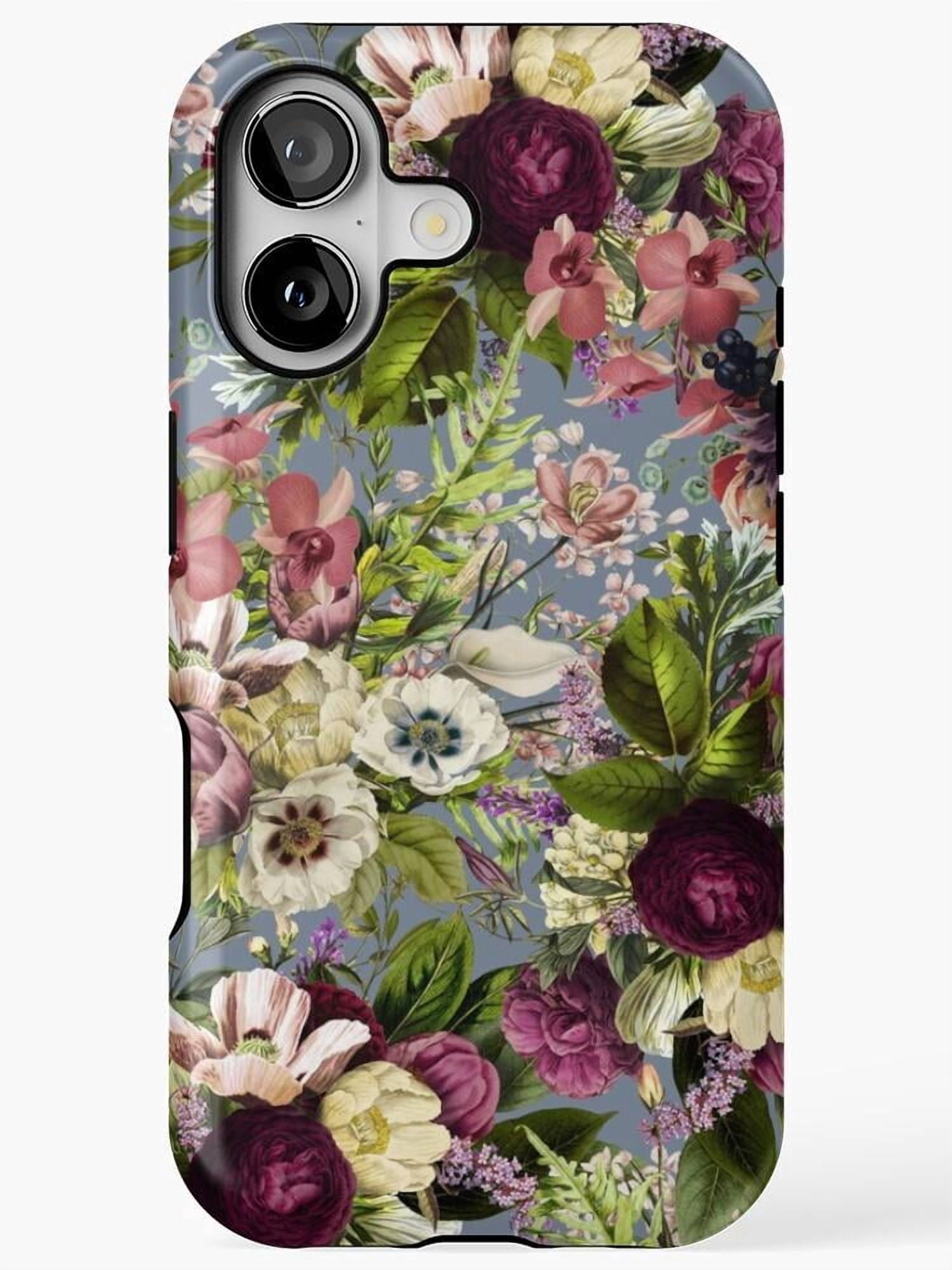 Blue-Gray Botanical Orchids and Ranunculus Tough Phone Case ...