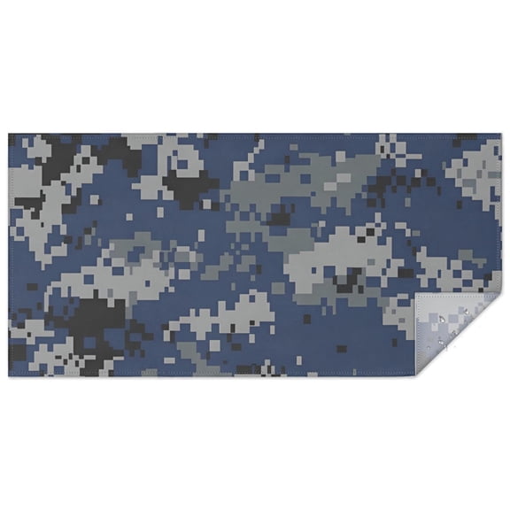 Blue Gray Camo Digital Pattern Rectangle Tablecloth 60"x120",Waterproof Polyester Rectangle Table Cloth, Wipeable Spillproof Polyester Tablecloth for Dining, Camping, Indoor and Outdoor