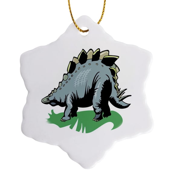 3drose, Blue Gray Dinosaur, 3 inch Snowflake Porcelain Ornament