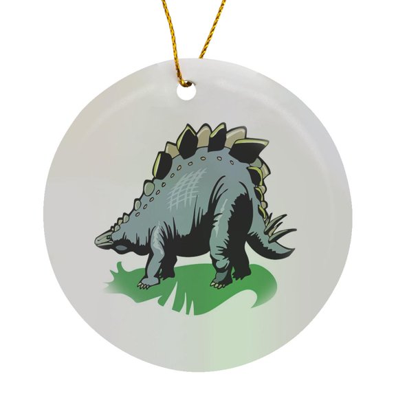 3drose, Blue Gray Dinosaur, Circle Porcelain Ornament