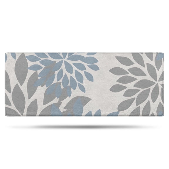 Blue and Gray Floral Pattern Bathroom Rugs Mat,Non Slip Microfiber Bathroom Rug,Rubber Backing,Soft Bathroom Mats for Bathroom Floor,Tub and Shower,60x24in(150x60cm)