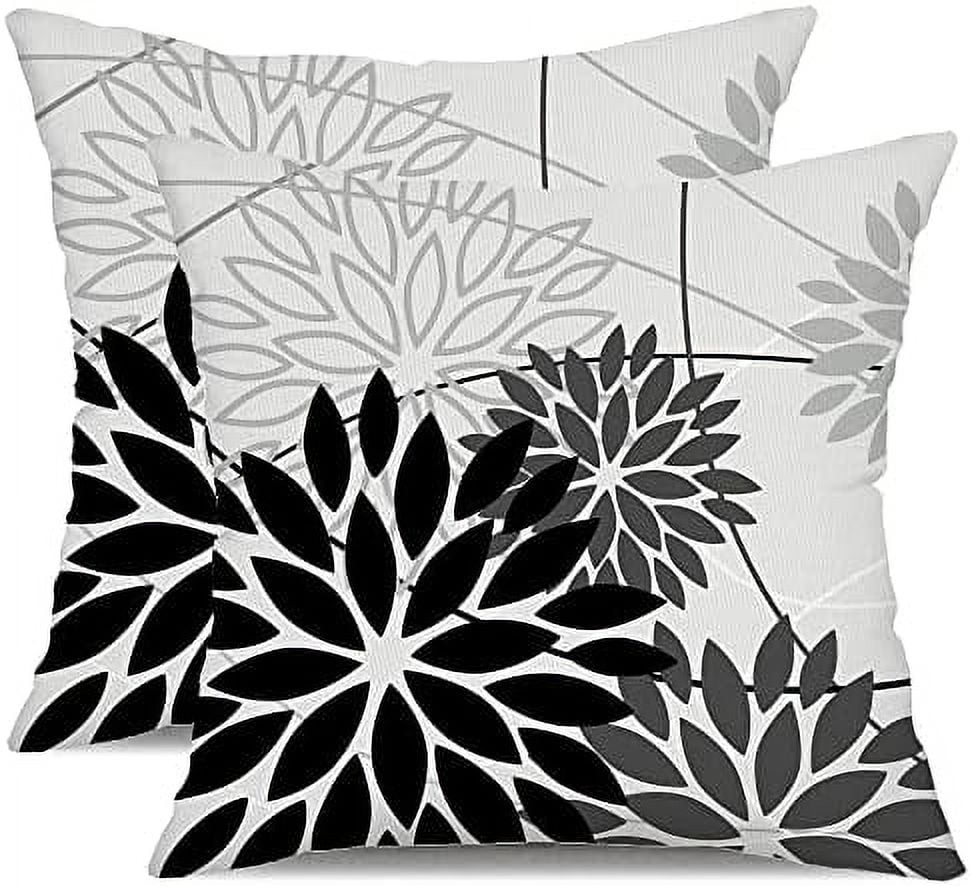 Blue and Gray Floral Pillow Covers 18x18 Set of 2 Outdoor Waterproof White Colored Decorative Throw Pillows Summer Pillowcase Linen Cushion Case Decor for Couch Patio Funiture Garden Porc Walmart
