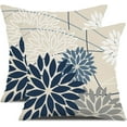 thumbnail image 1 of Blue and Gray Floral Pillow Covers 18x18 Set of 2 Outdoor Waterproof White Colored Decorative Throw Pillows Summer Pillowcase Polyester Cushion Case Decor for Couch Patio Funiture Garden Porch 01B18, 1 of 6