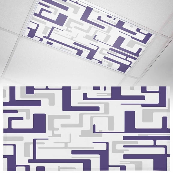 Blue Gray Geometric Stripes Fluorescent Light Covers Modern Abstract Lines Maze Magnetic Light Filters Ceiling Lighting Panel Shade for Classroom Office Home 2 x 4 ft, 1 Pack