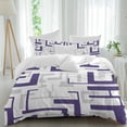 Blue Gray Geometric Stripes Full Duvet Cover Set, Modern Abstract Lines ...